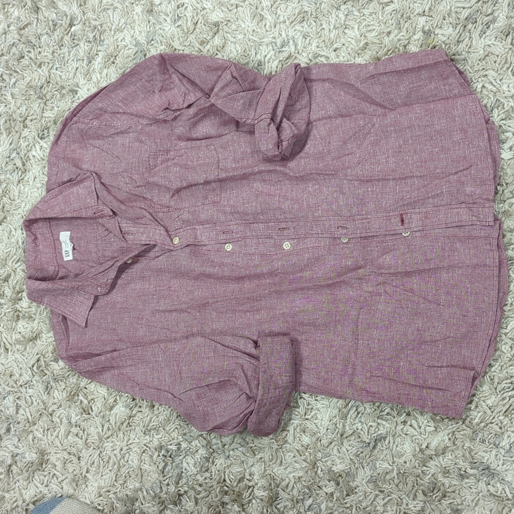 Mauve Linen and Cotton Buttondown shirt for Men